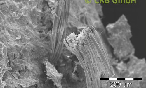 SEM-afbeelding chrysotiel asbest in sokaliet | © CRB Analyse Service GmbH